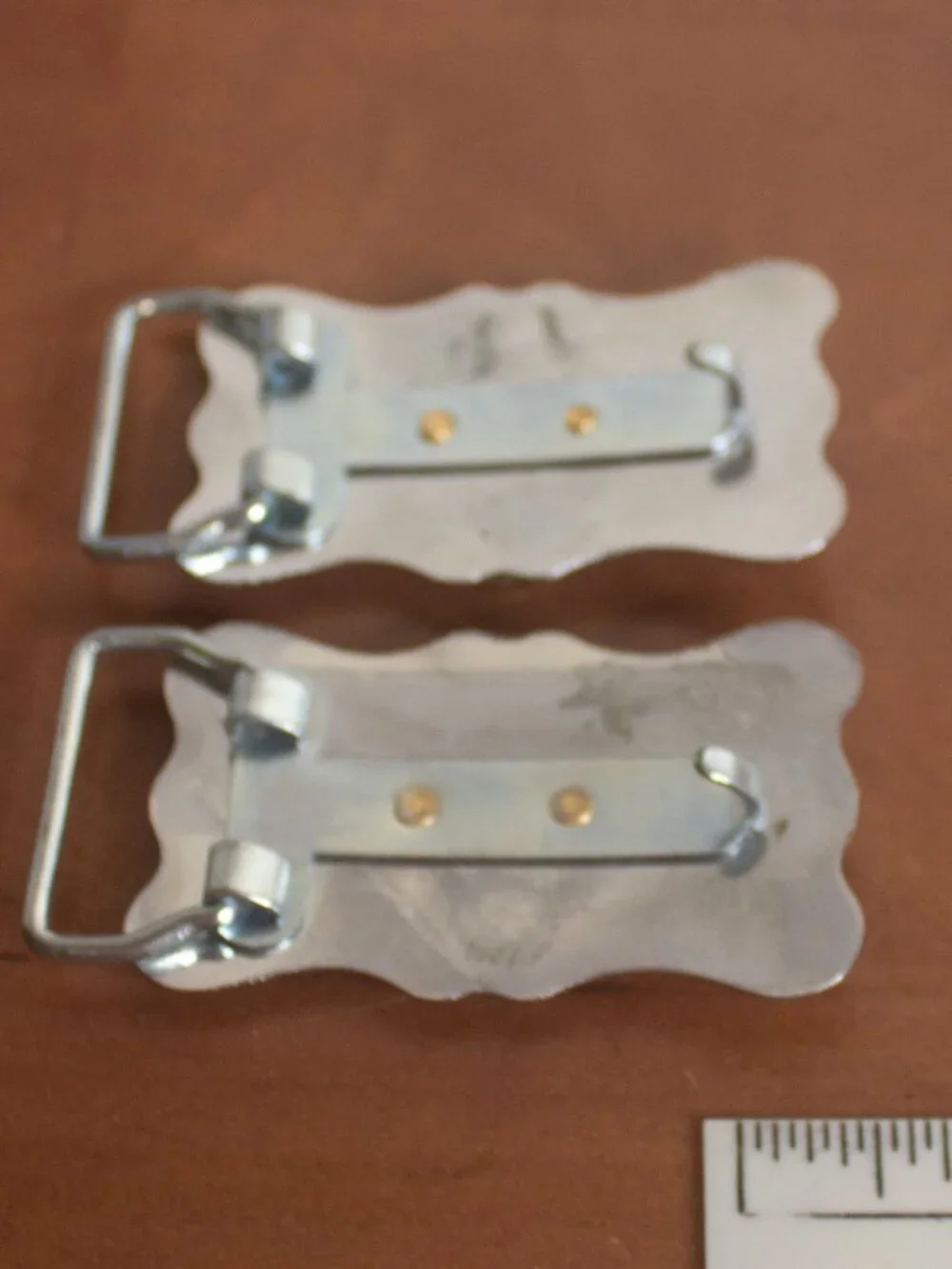 Pair of Small Western Belt Buckles Longhorn & Covered Wagon 2.25” Tex Tan Box
